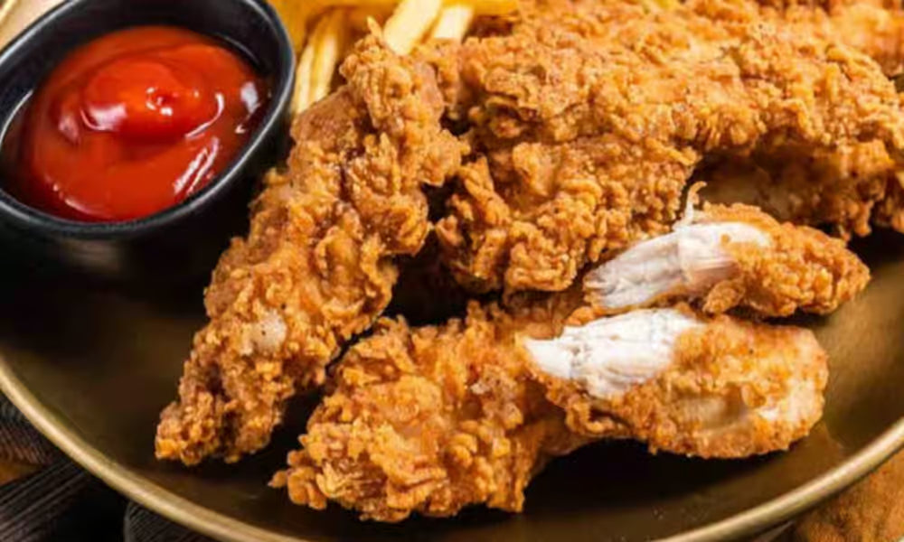 Crispy chicken tenders with fries